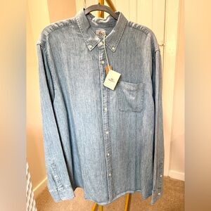 NWT Faherty Tried and True Chambray Vintage Indigo Button Down